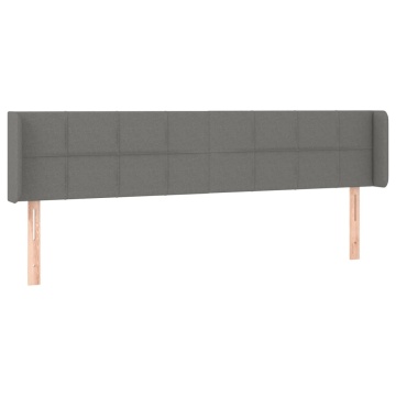 Tăblie de pat cu aripioare gri închis 183x16x78/88 cm textil - Img 2