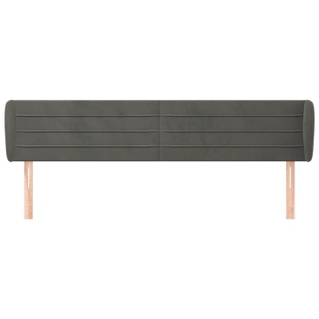Tăblie de pat cu aripioare gri închis 183x23x78/88 cm catifea - Img 3