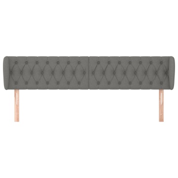 Tăblie de pat cu aripioare gri închis 183x23x78/88 cm textil - Img 3