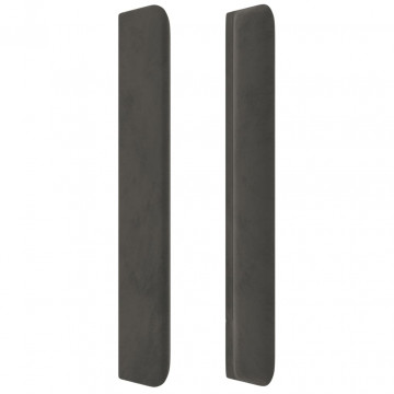 Tăblie de pat cu aripioare gri închis 203x16x118/128 cm catifea - Img 4