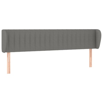 Tăblie de pat cu aripioare gri închis 203x23x78/88 cm textil - Img 2