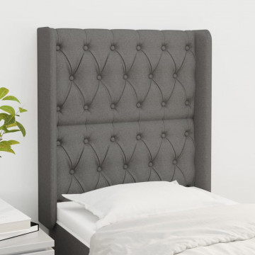 Tăblie de pat cu aripioare gri închis 83x16x118/128 cm textil - Img 1