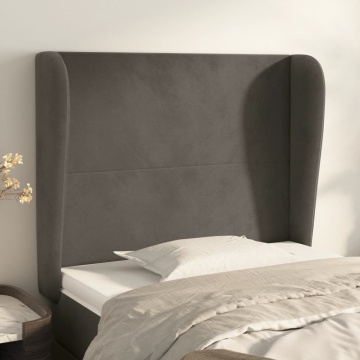 Tăblie de pat cu aripioare gri închis 83x23x118/128 cm catifea - Img 1