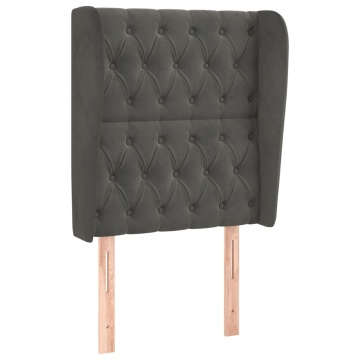 Tăblie de pat cu aripioare gri închis 83x23x118/128 cm catifea - Img 2