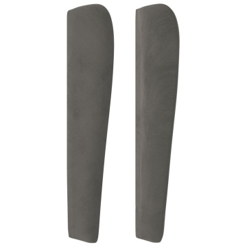 Tăblie de pat cu aripioare gri închis 93x23x118/128 cm catifea - Img 4