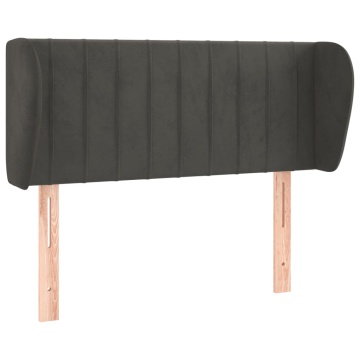 Tăblie de pat cu aripioare gri închis 93x23x78/88 cm catifea - Img 2
