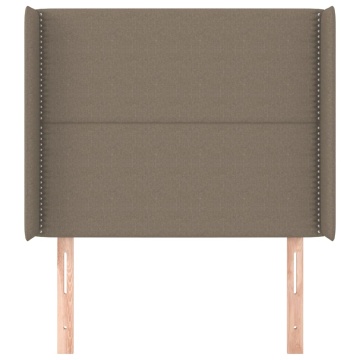 Tăblie de pat cu aripioare gri taupe 103x16x118/128 cm textil - Img 3