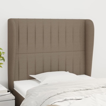 Tăblie de pat cu aripioare gri taupe 103x23x118/128 cm textil - Img 1