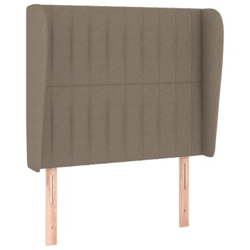 Tăblie de pat cu aripioare gri taupe 103x23x118/128 cm textil - Img 2