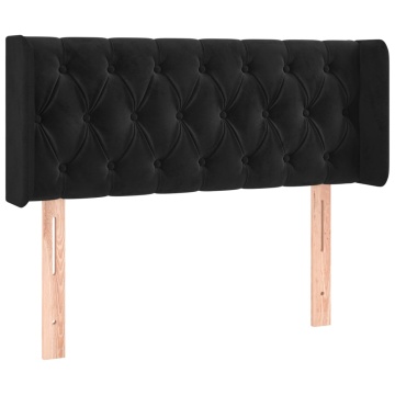 Tăblie de pat cu aripioare negru 103x16x78/88 cm catifea - Img 2