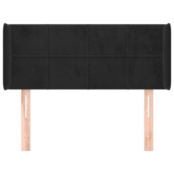 Tăblie de pat cu aripioare negru 103x16x78/88 cm catifea - Img 3