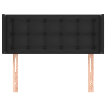 Tăblie de pat cu aripioare negru 103x16x78/88cm piele ecologică - Img 3