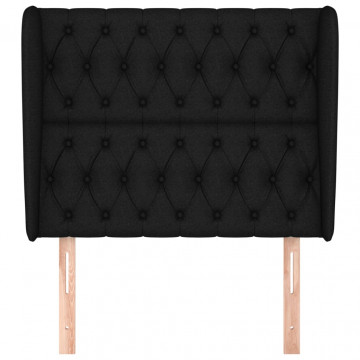 Tăblie de pat cu aripioare, negru, 103x23x118/128 cm, textil - Img 3