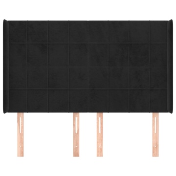 Tăblie de pat cu aripioare, negru, 147x16x118/128 cm, catifea - Img 3
