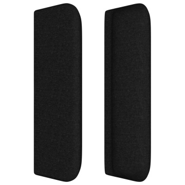 Tăblie de pat cu aripioare negru 147x16x78/88 cm textil - Img 4