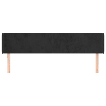 Tăblie de pat cu aripioare negru 163x16x78/88 cm catifea - Img 3
