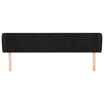 Tăblie de pat cu aripioare negru 163x23x78/88 cm catifea - Img 3