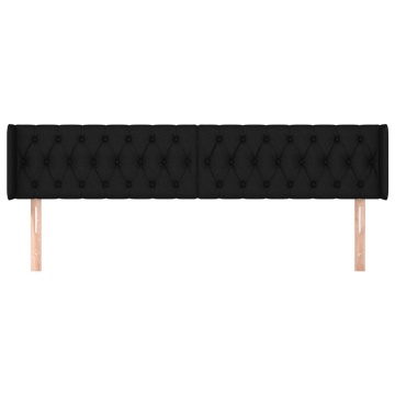 Tăblie de pat cu aripioare negru 183x16x78/88 cm textil - Img 3