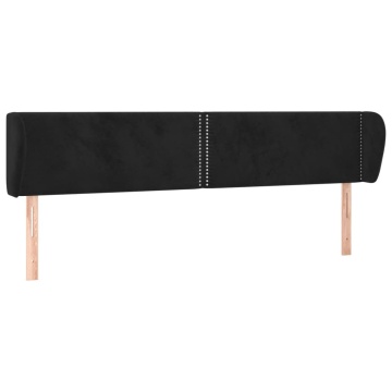 Tăblie de pat cu aripioare negru 183x23x78/88 cm catifea - Img 2