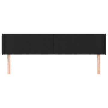 Tăblie de pat cu aripioare negru 203x16x78/88cm piele ecologică - Img 3