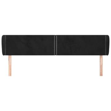 Tăblie de pat cu aripioare negru 203x23x78/88 cm catifea - Img 3