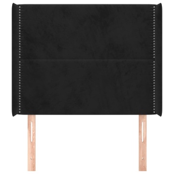 Tăblie de pat cu aripioare, negru, 93x16x118/128 cm, catifea - Img 3