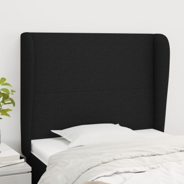 Tăblie de pat cu aripioare, negru, 93x23x118/128 cm, textil - Img 1
