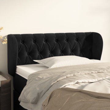 Tăblie de pat cu aripioare negru 93x23x78/88 cm catifea - Img 1