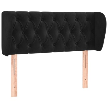 Tăblie de pat cu aripioare negru 93x23x78/88 cm catifea - Img 2