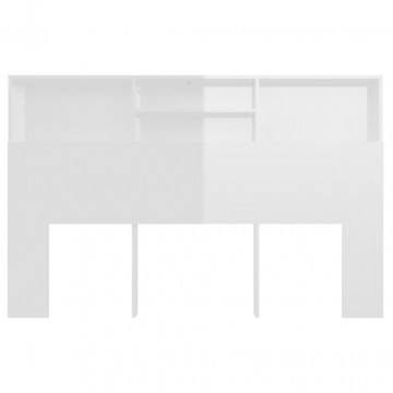 Tăblie de pat cu dulap, alb extralucios, 160x19x103,5 cm - Img 8