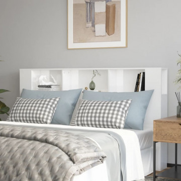 Tăblie de pat cu dulap, alb extralucios, 180x18,5x104,5 cm - Img 1