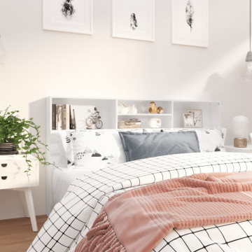 Tăblie de pat cu dulap, alb extralucios, 180x19x103,5 cm - Img 5