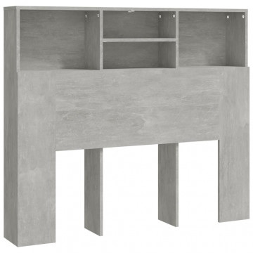 Tăblie de pat cu dulap, gri beton, 120x19x103,5 cm - Img 2
