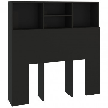 Tăblie de pat cu dulap, negru, 100x19x103,5 cm - Img 2
