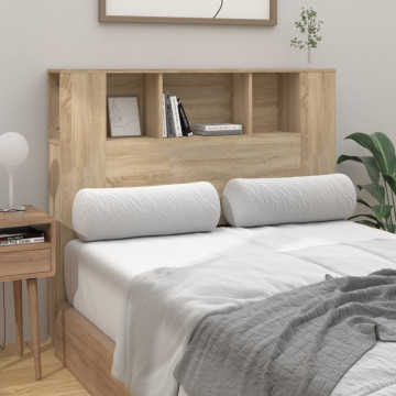 Tăblie de pat cu dulap, stejar sonoma, 120x18,5x104,5 cm - Img 3