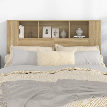 Tăblie de pat cu dulap, stejar sonoma, 140x18,5x104,5 cm - Img 7