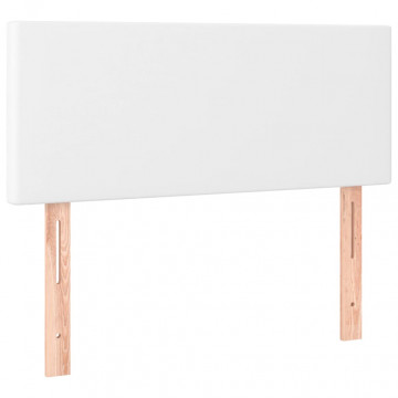 Tăblie de pat cu LED, alb, 100x5x78/88 cm, piele ecologică - Img 4