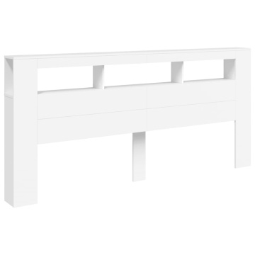 Tăblie de pat cu LED, alb, 220x18,5x103,5 cm, lemn - Img 3