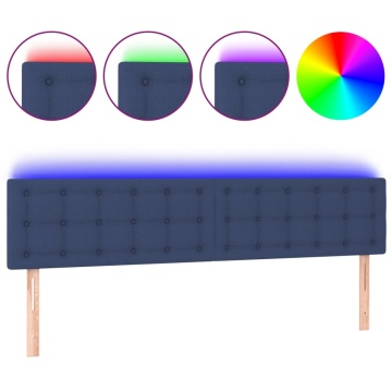 Tăblie de pat cu LED, albastru, 200x5x78/88 cm, textil - Img 2