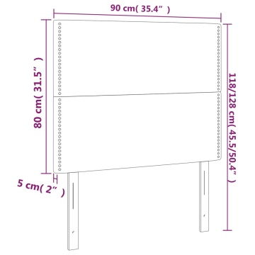 Tăblie de pat cu LED, albastru, 90x5x118/128 cm, textil - Img 5