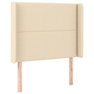 Tăblie de pat cu LED, crem, 103x16x118/128 cm, textil - Img 3