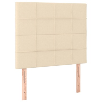 Tăblie de pat cu LED, crem, 90x5x118/128 cm, textil - Img 4