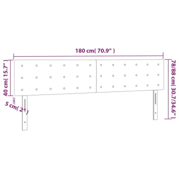 Tăblie de pat cu LED, gri, 180x5x78/88 cm, piele ecologică - Img 5