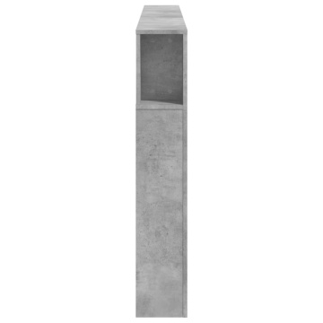 Tăblie de pat cu LED, gri beton, 200x18,5x103,5 cm, lemn - Img 4