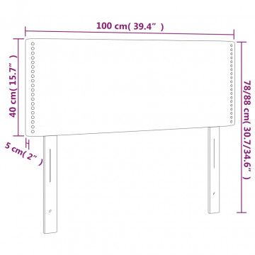 Tăblie de pat cu LED, gri deschis, 100x5x78/88 cm, textil - Img 5