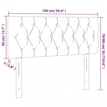 Tăblie de pat cu LED, gri deschis, 100x7x78/88 cm, textil - Img 5