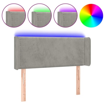 Tăblie de pat cu LED, gri deschis, 103x16x78/88 cm, catifea - Img 2