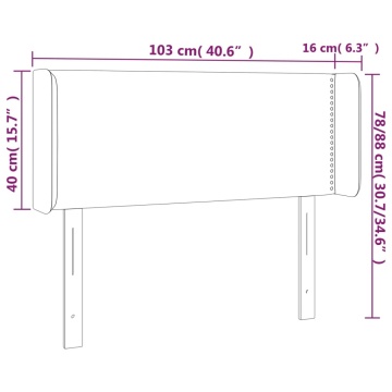 Tăblie de pat cu LED, gri deschis, 103x16x78/88 cm, catifea - Img 5