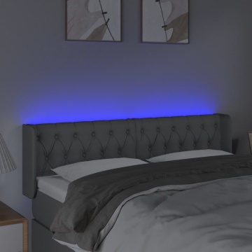 Tăblie de pat cu LED, gri deschis, 147x16x78/88 cm, textil - Img 4