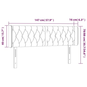Tăblie de pat cu LED, gri deschis, 147x16x78/88 cm, textil - Img 5